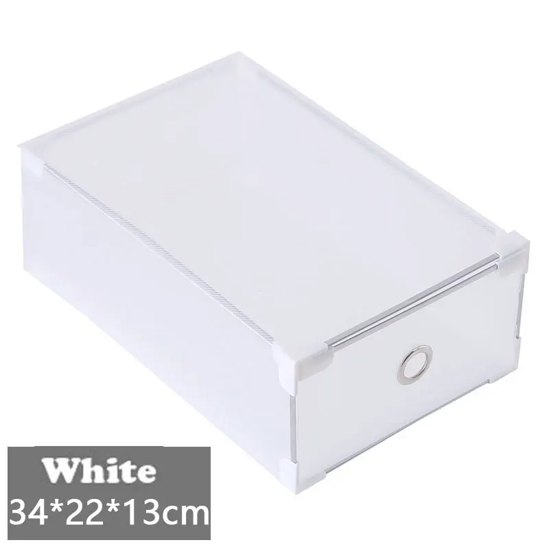 White(L) Экологичная прозрачная вешалка для обуви, пластиковая прямоугольная коробка для хранения, органайзер для обуви, утолщенный ящик для обуви, коробка для дома, Штабелируемая коробка - Цвет: White(L)