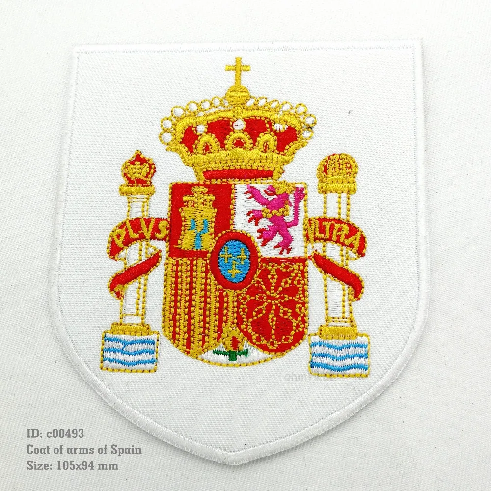 Бесплатная доставка герб Испании нашивка в виде флага вышитый Утюг