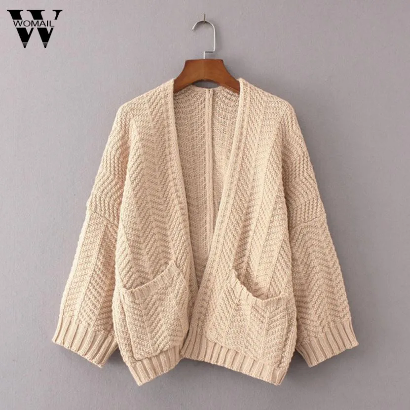 Женский свободный вязаный свитер с длинным рукавом 2017|Женские плащи и тренчи| |