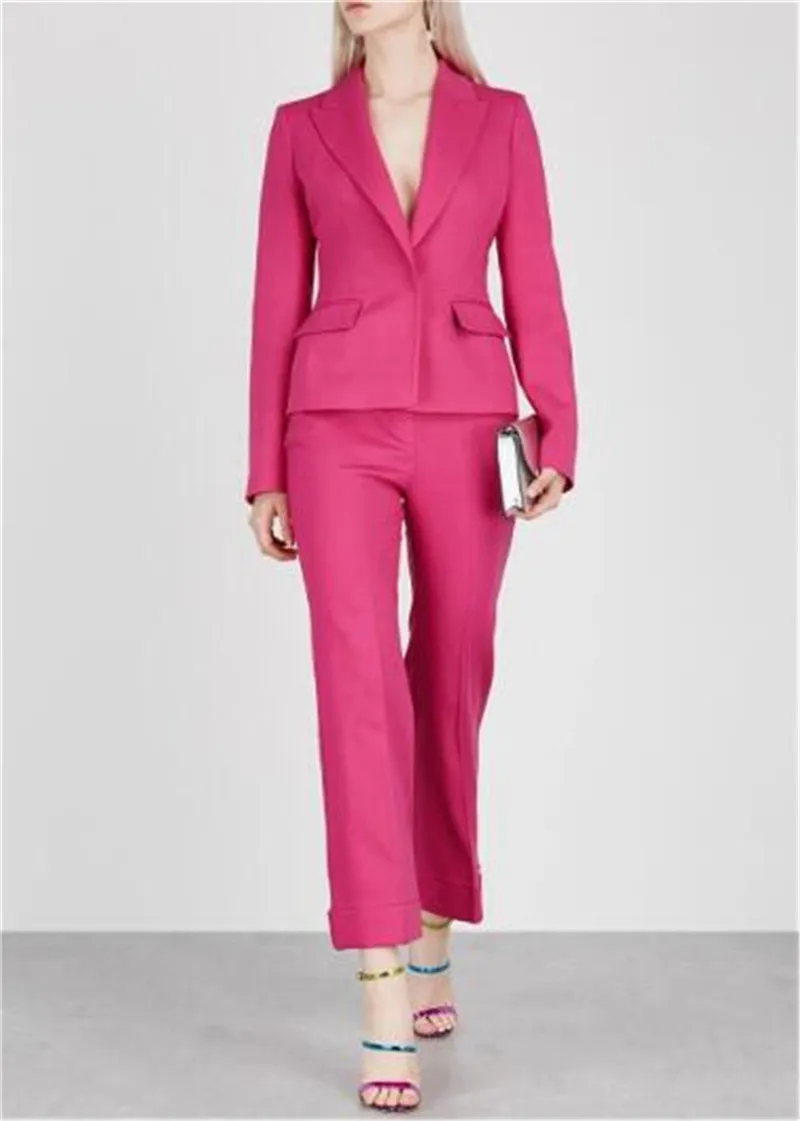 Fuchsia Women Pant Suit Formal Ladies Business Suits Office Work Wear Female Suit For Weddings Female Suit Custom Made
