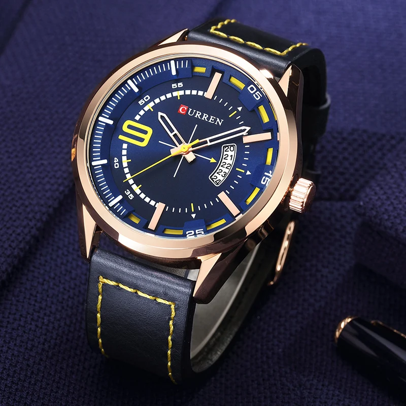 Curren Роскошные брендовые для мужчин повседневное спортивные часы Кожаные мужские