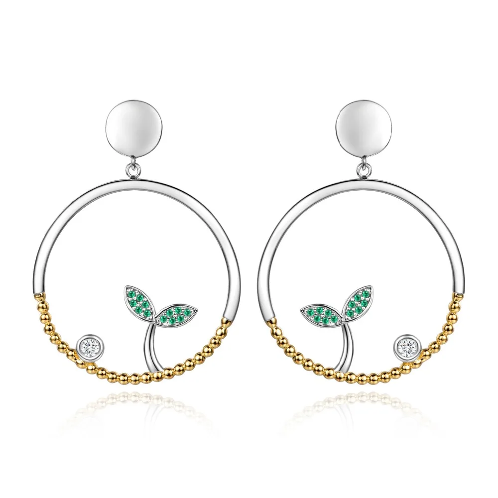 INALIS новый роскошный Вечерние Fine Jewelry 925 пробы серебро Завод прорастания серьги