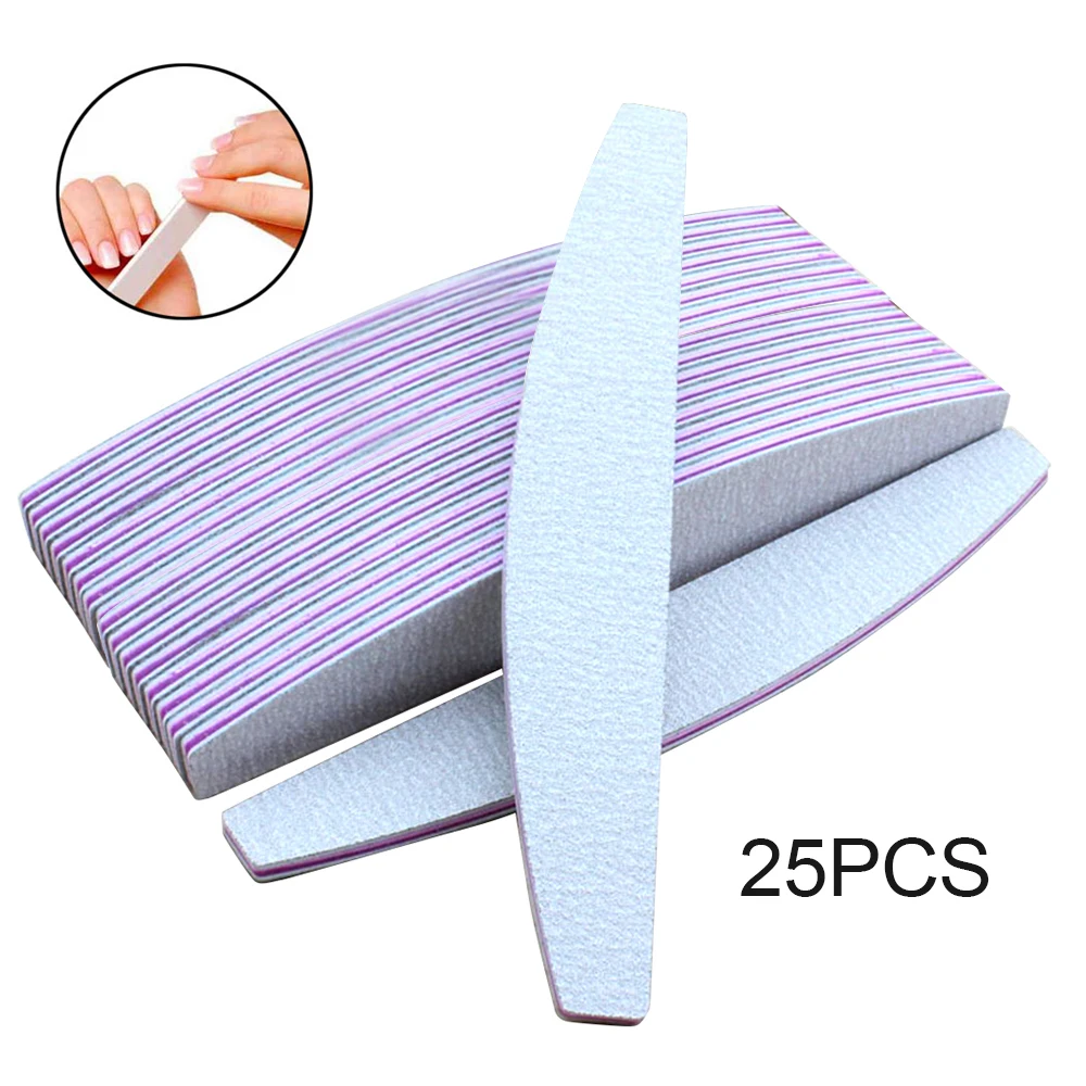 

25PCS 100/180 Nail Files C-Curved Side Sanding Buffers Manicure Milling Pedicure Nail Tools lime a ongle Polish Sand Block