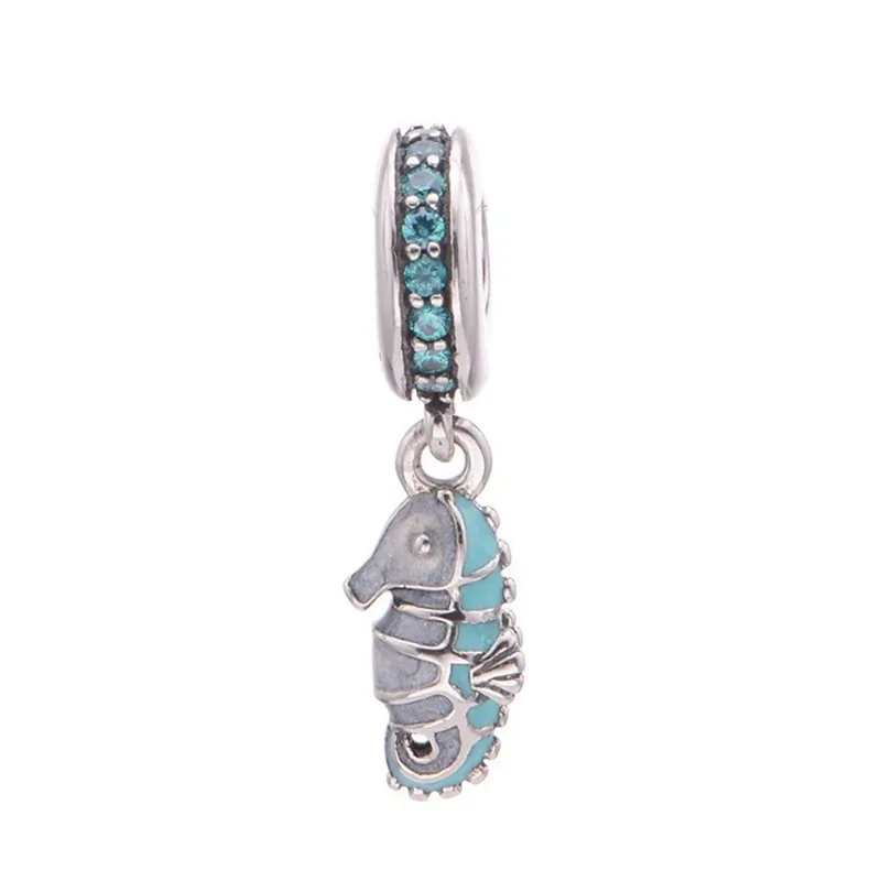 

Hot Sale 925 Sterling Silver Jewelry Tropical Seahorse Pendant Charm Beads Fit European Silver Charm Bracelet For Women DIY