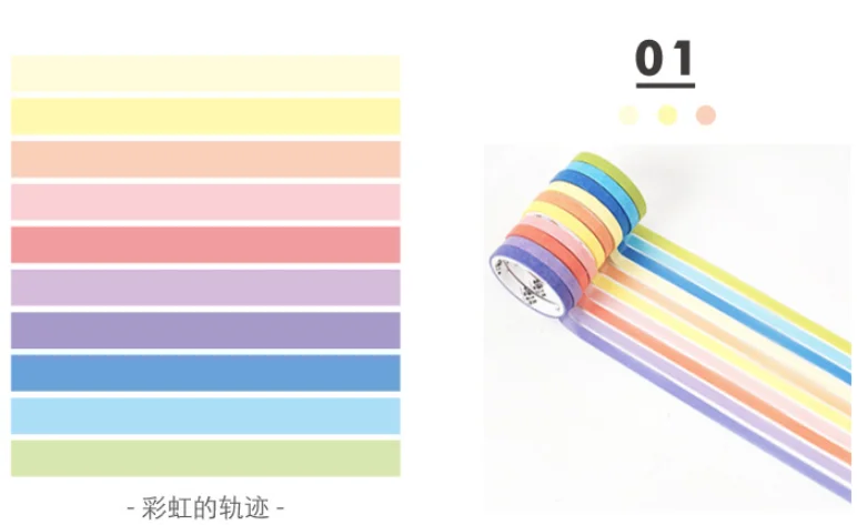 01 10 шт./кор. милый черный лента Washi Бумага DIY планировщик изоляционная лента клейкая наклейки с лентами Декоративные Канцелярские Ленты - Цвет: 01
