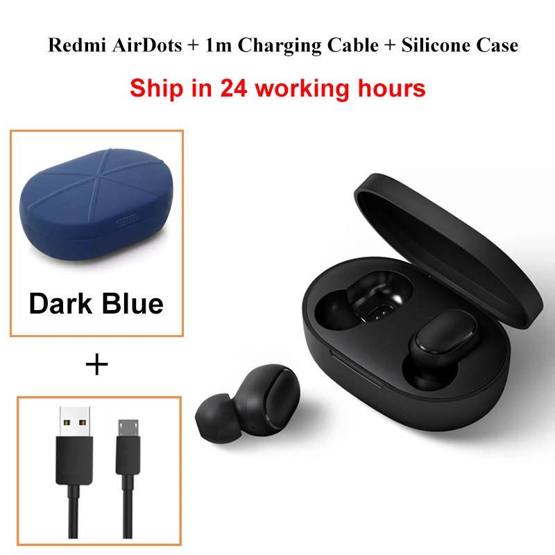 Add Cable n Case DB Xiaomi Redmi AirDots TWS True беспроводной Bluetooth 5,0 наушники DSP шумоподавление Гарнитура наушники TWSEJ04LS - Цвет: Add Cable n Case DB
