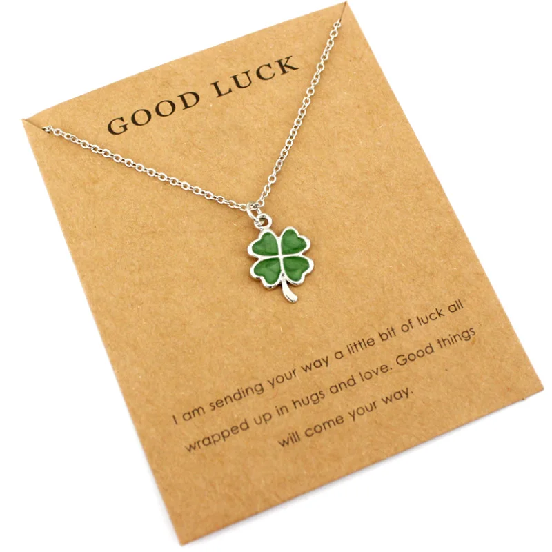 

Lucky Four Leaf Clover Mermaid Unicorn Pendants Necklaces Women Men Girl Unisex Fashion Jewelry Party Birthday Beach Ocean Gift