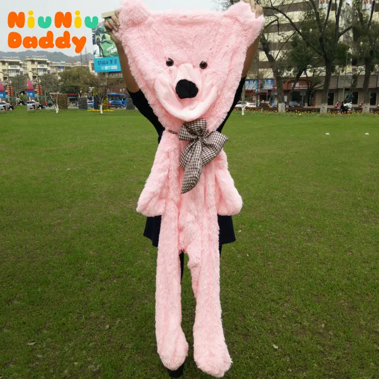 pink Niuniu Daddy 180 см/71 дюймов полуфабрикат Медведь Кожа плюшевый большой плюшевый медведь кожа плюшевые игрушки 5 цветов на выбор - Цвет: pink