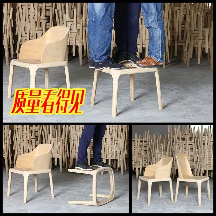 Домашний обеденный стул из массива дерева современный минималистичный спинка