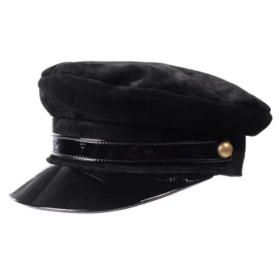 black RY994 весенние мужские/женские натуральная кожа нубук береты шапки с пряжкой на ремне для студентов темно-синие золотые шапки Newboy Gorro Casquette - Цвет: black