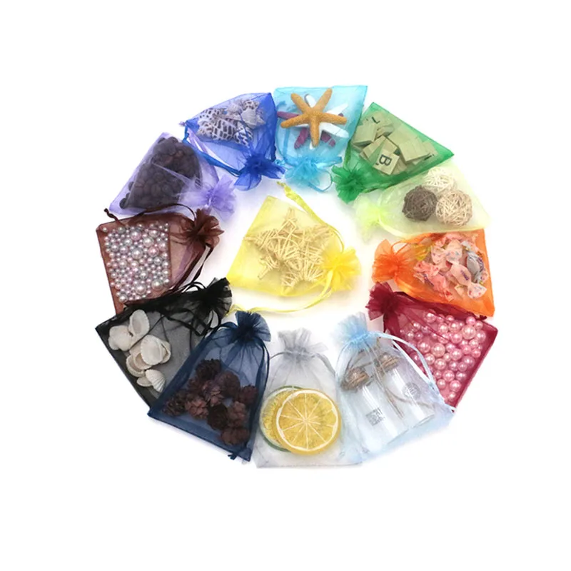 

NEW ARRIVED 100pcs Jewelry Packaging Bags 8x10cm 20colors Jewelry Organizer Pouches Drawable Jewelry Display Storage Organza Bag