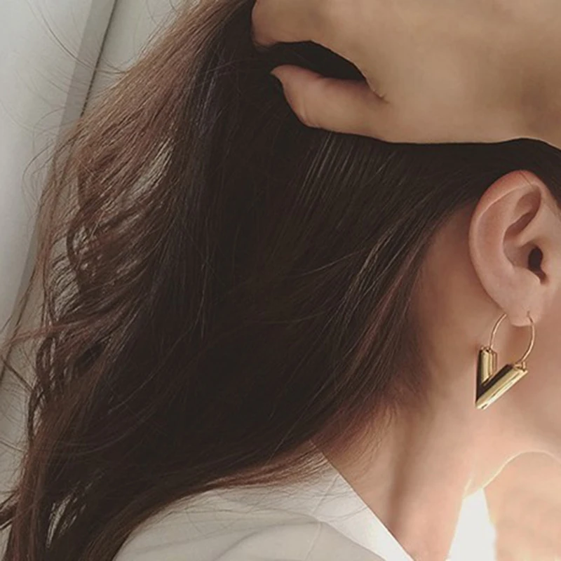 Винтажные женские серьги в форме V модные золотые серебряные цветные с буквенным