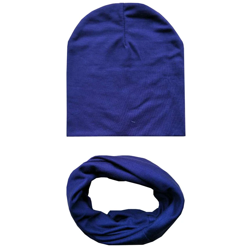 Однотонная хлопковая детская зимняя теплая вязаная шапка набор шарфов шапки для