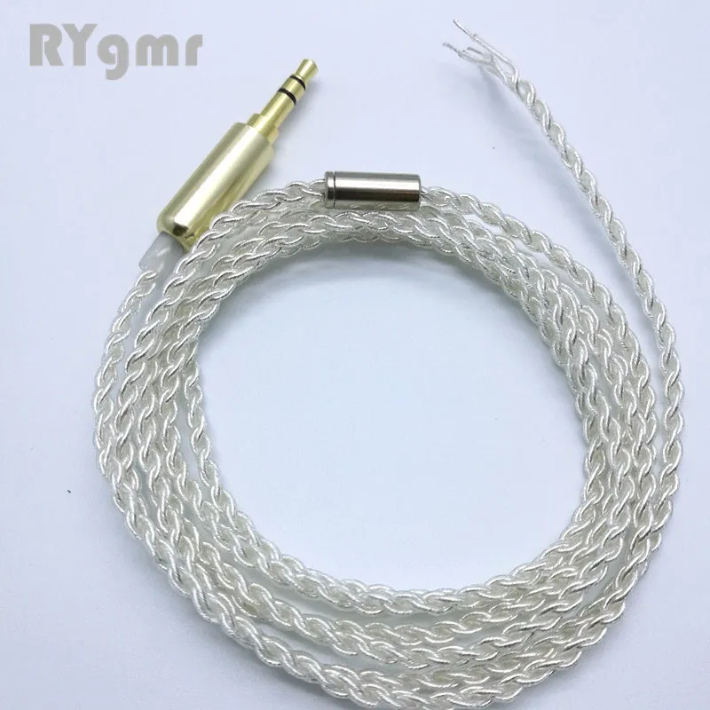RY-c11 1,2 м DIY Замена кабеля 3,5 мм с серебряным покрытием Модернизированный проволока 4 многожильный провод кабель для ремонта Сделай Сам HIFI кабель для наушников