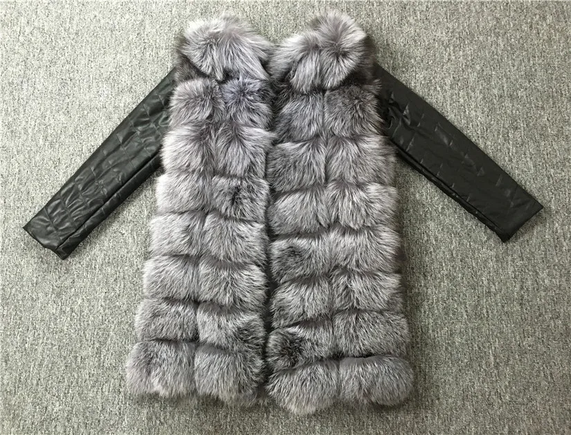 LIYAFUR стиль Съемная реального пояса из натуральной кожи рукавом Silver Fox Мех животных зимнее длинное пальто куртка для женщин Жиле