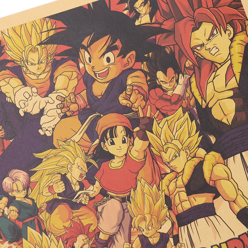 TIE LER Dragon Ball крафт-бумага Плакат Бар Кафе спальня декоративная живопись ретро картина на старой бумаге Наклейка на стену 70X22 см