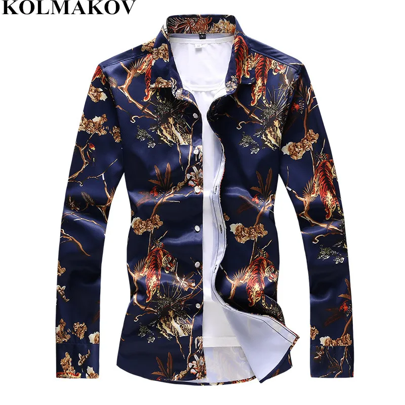 

KOLMAKOV New Men's Long Sleeve Shirts 2019 Autumn Fashion Shirt For Men Slim Fit Oversized Mens Dress Full Size M-5XL,6XL,7XL