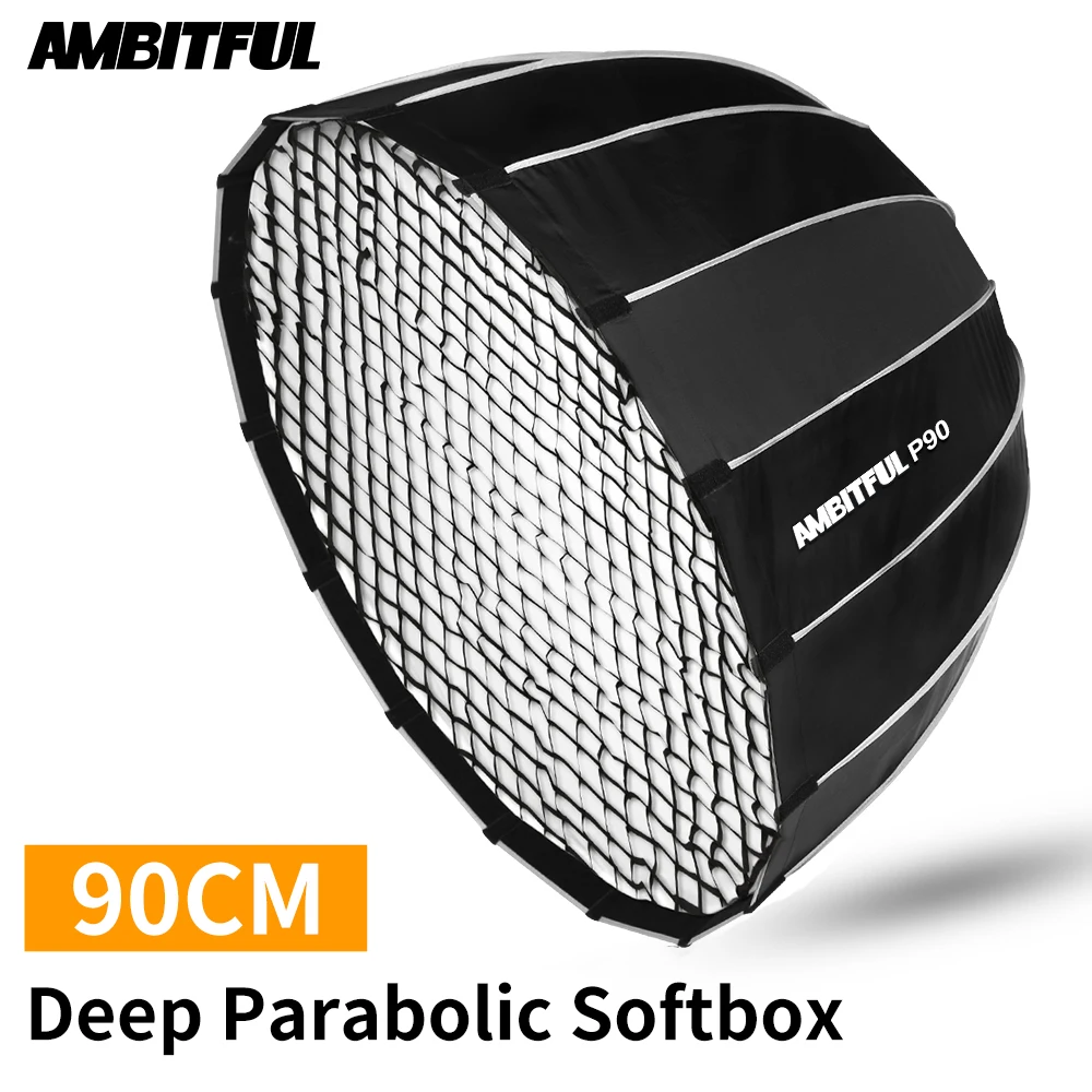 AMBITFUL P90 портативный 90 см 16 стержней глубокий параболический софтбокс с сотовой сеткой Bowens Mount Studio Speedlite Flash Softbox