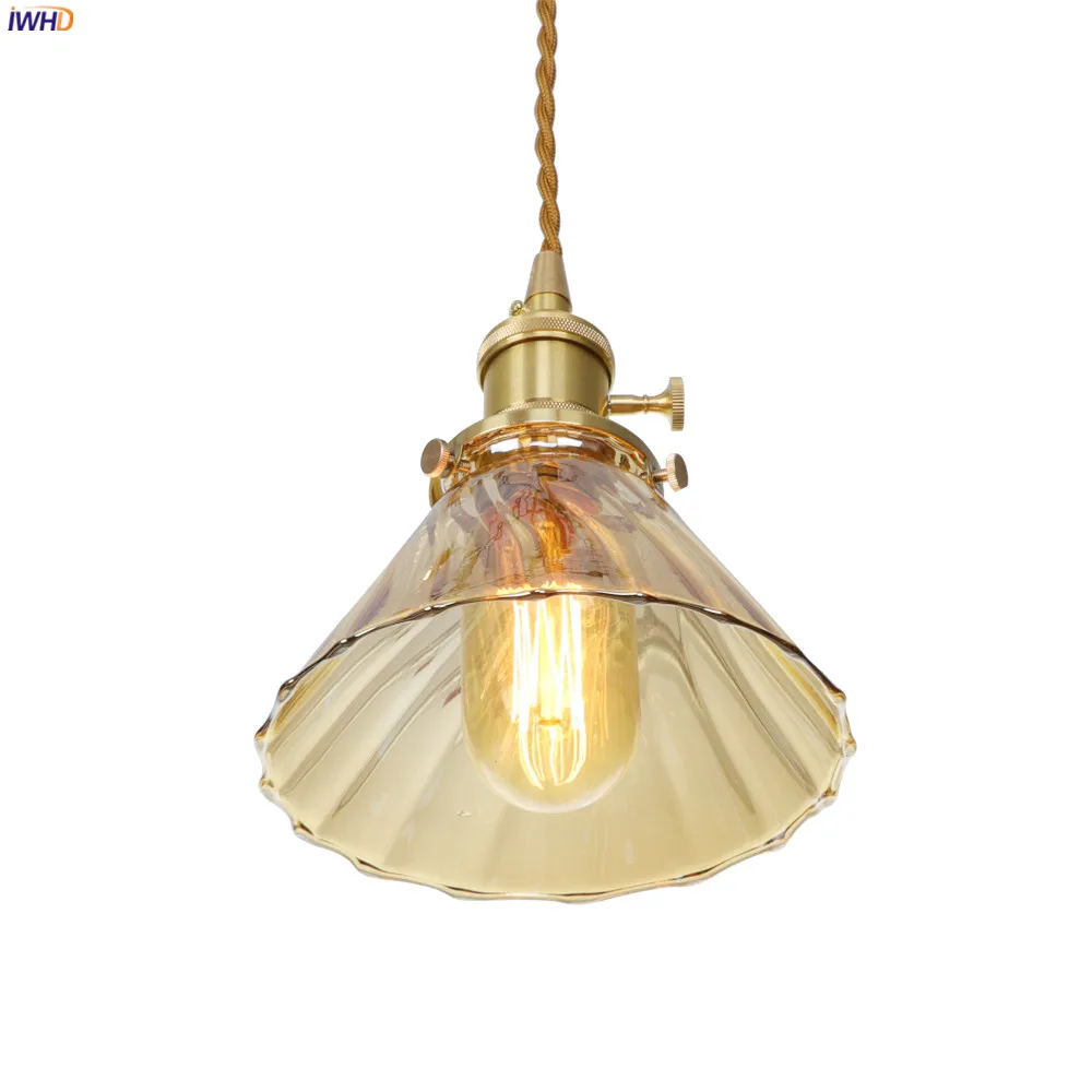 IWHD Nordic Glass Copper Pendant Light Fixtures Dinning Living Room Edison Vintage Hanging Lamp Hanglamp Suspension Luminaire | Лампы и