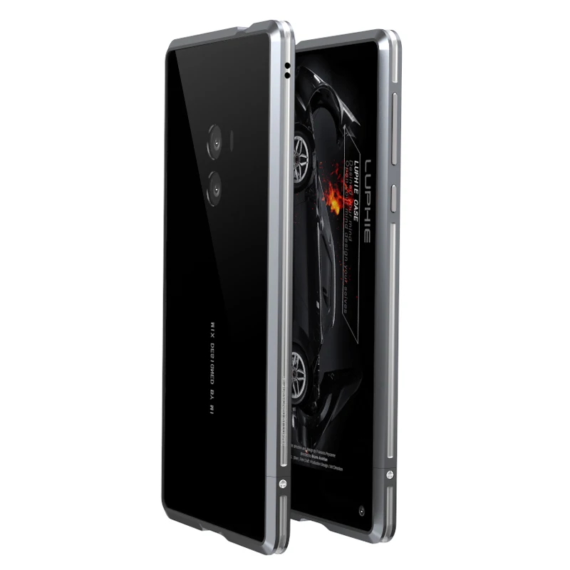 Gray Silver Чехол Luphie для Xiaomi mi x, чехол с металлической рамкой, чехол для телефона для Xiaomi mi x, двойная цветная задняя крышка, противоударный - Цвет: Gray Silver