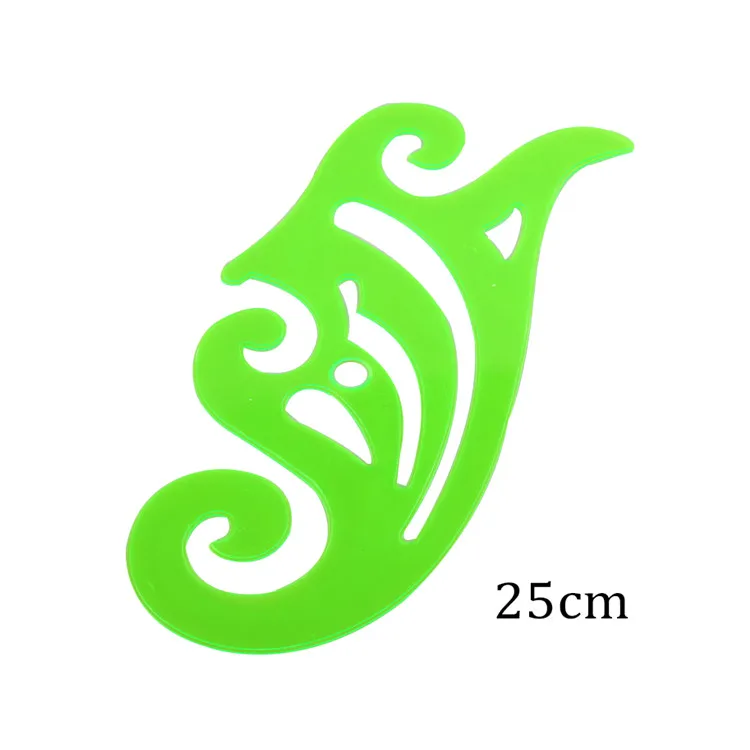 1 pcs green 25cm Мультиформенная пластиковая линейка для рисования, шаблон для рисования, Овальный геометрический шаблон, кривая линейка, Канцтовары, офисные принадлежности - Цвет: 1 pcs green 25cm