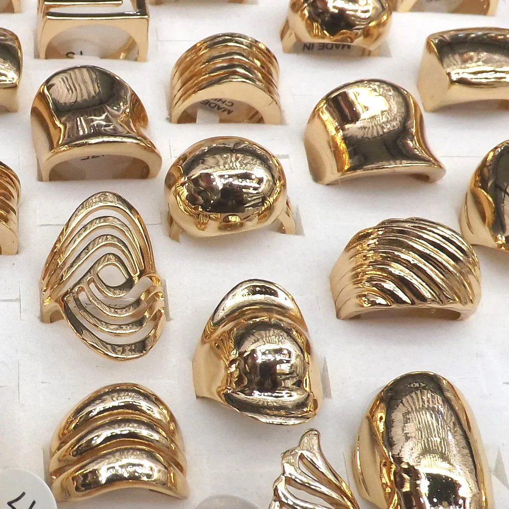 Кольца Creativo золотого цвета для молодежи разные 50 шт./лот | Украшения и аксессуары