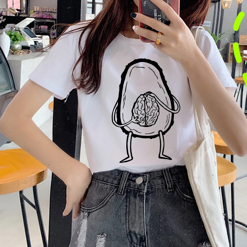 Harajuku авокадо забавная мультяшная футболка для женщин Ullzang Grunge Kawaii 90s графический