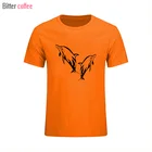 Футболка мужская хлопковая с коротким рукавом, Забавный принт морского дельфина, Повседневная рубашка в русском стиле, модная брендовая одежда, на лето