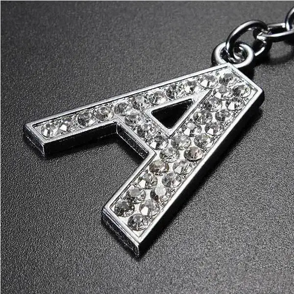 Classical Charm Letter Initial Key Ring Shiny Crystal Silver Chain Tag | Украшения и аксессуары