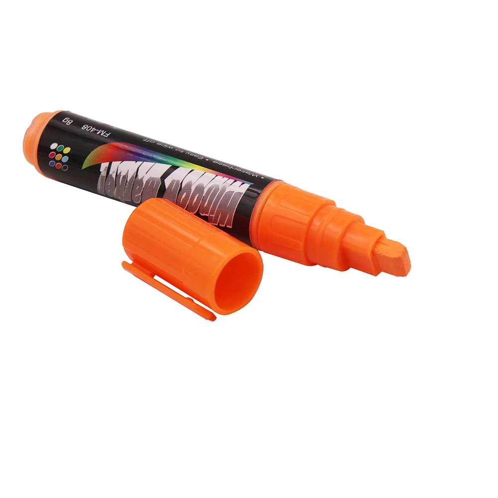 Orange 8mm 1pcs Flashcolor 1 шт., маркер 3 мм, 6 мм, 8 мм, жидкий мел, флуоресцентный неоновый маркер, Светодиодный Маркер для стеклянной доски, художественные маркеры, офисные принадлежности - Цвет: Orange 8mm 1pcs