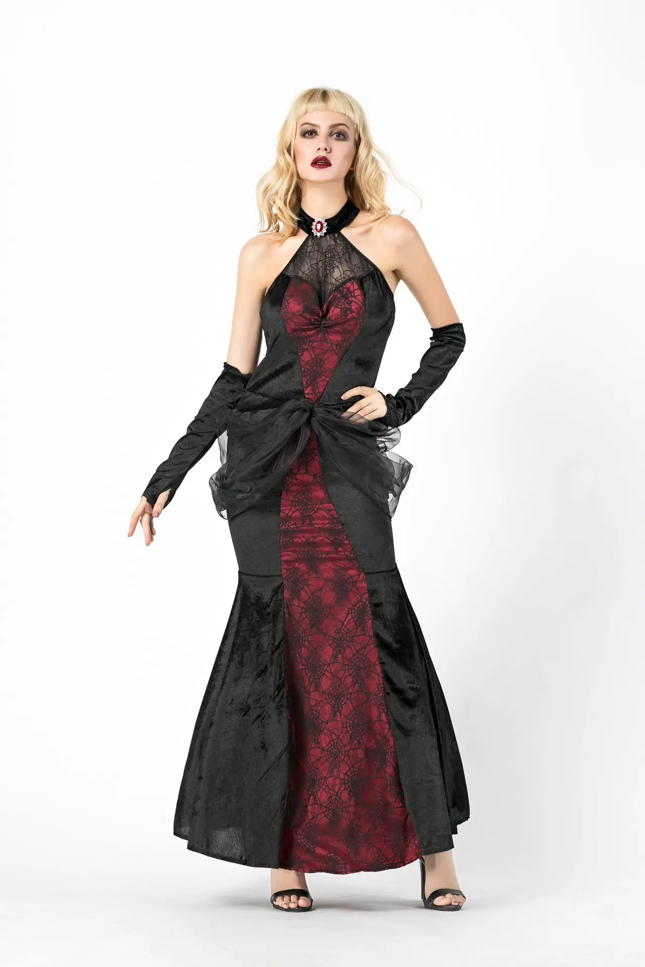 Взрослый готический костюм ведьмы вампира Хэллоуин темная королева косплей