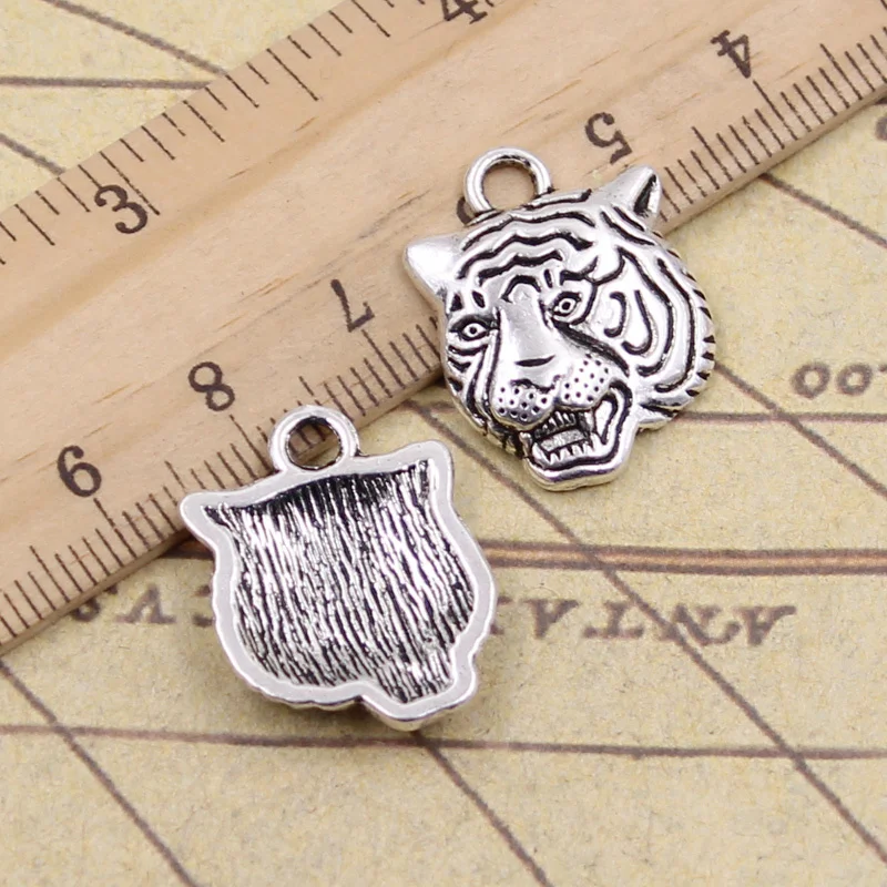 

10pcs Charms Angrily Tiger Head 23x17mm Antique Silver Color Pendants Making DIY Handmade Tibetan Finding Jewelry