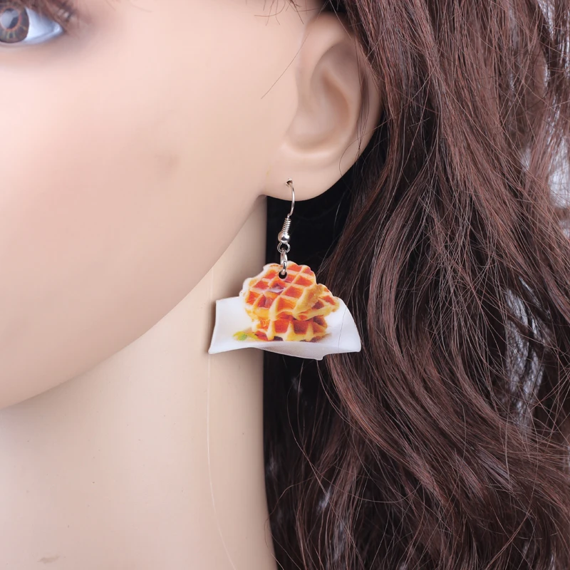 Ожерелье-подвески на тему клубники из печенья, цветного дизайна, 2014 года, очаровательный акриловый дизайн летнего стиля для девочек - "1 пара забавных сережек-капельниц из еды".