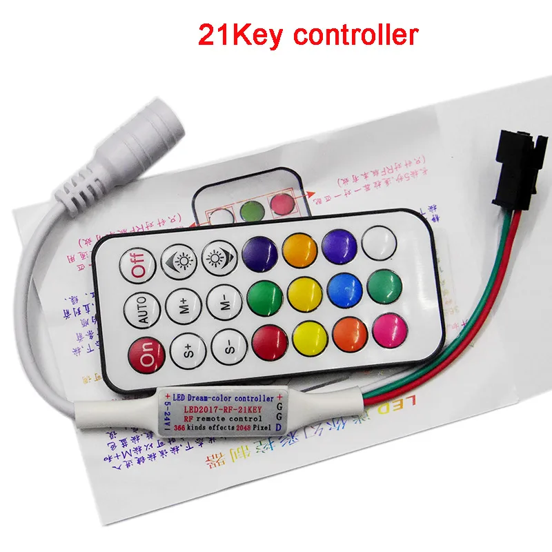 Мини 3 ключа 14 ключей 21 ключ RGB IR RF пульт дистанционного управления, для WS2811 WS2812B WS2813 APA102 контроллер полосы - Цвет: 21key