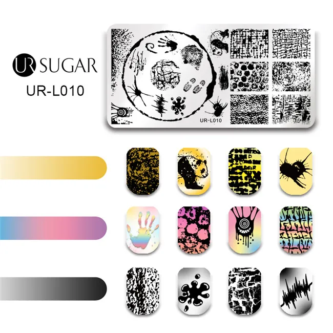 UR-L010 Ur Sugar с пасхальными кроличьими яйцами шаблон для штамповки ногтей в День дурака в апреле Цветочные весенние игрушечные растения для маникюра ногтевого дизайна Сделай Сам тарелка - Цвет: UR-L010