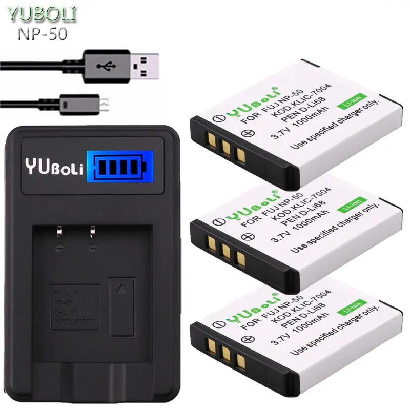 charger and 3battery BATERIA NP 50 NP-50 NP50 Батарея для Fuji FinePix F50FD, F60FD, F70EXR, F75EXR, F80EXR камеры аксессуары - Цвет: charger and 3battery