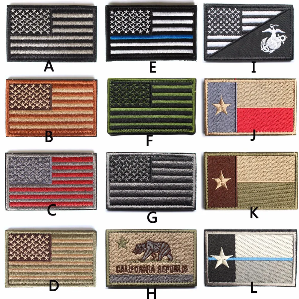 Нашивки в стиле милитари вышитые американские тонкие синие линии отнижающие