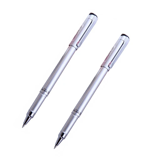 2PCS Silver 2 шт./компл. Европейский Стандартный гелевая ручка для офиса черного цвета с чернилами стандартных цветов 0,5 запасной углеродного ручка для мальчиков и девочек, школьные принадлежности для экзамена канцелярских принадлежностей - Цвет: 2PCS Silver