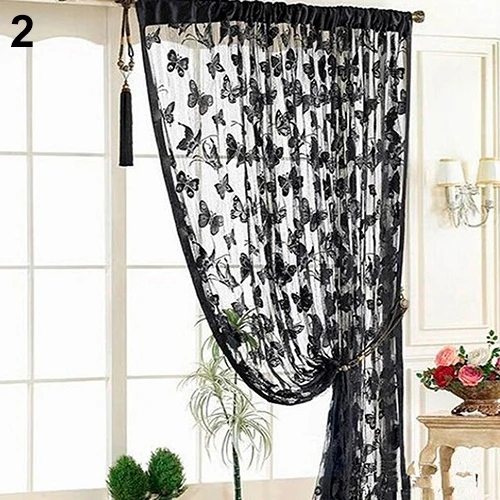 Home Decor полупрозрачные вышитые бабочки прозрачная Тюль нитяная штора с кисточкой