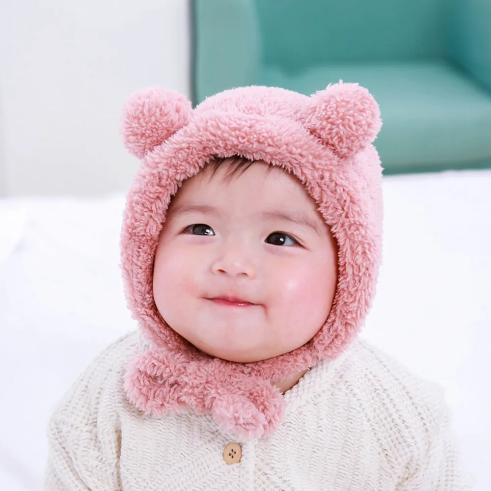 Winter Children Ear Hat Toddler Kids Baby Warm Wool Knit Beanie Fur Pom Boys Girls Cap 1D18 | Детская одежда и обувь