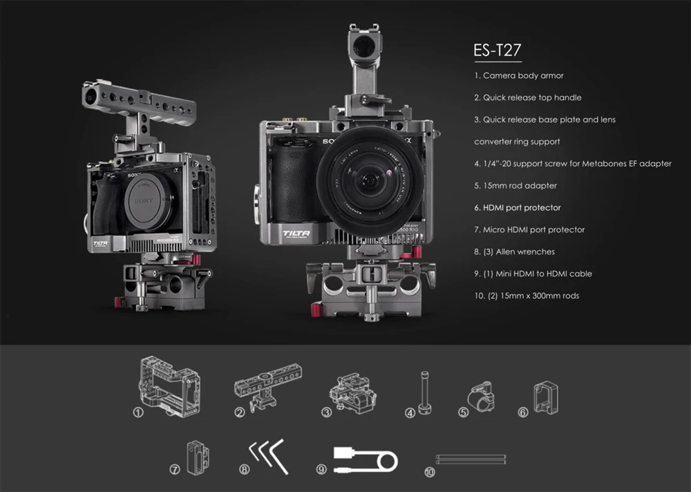 Tilta ES-T27 TILTA для sony A6300 A6500 Rig+ опорная пластина для sony A6300 A6500 series