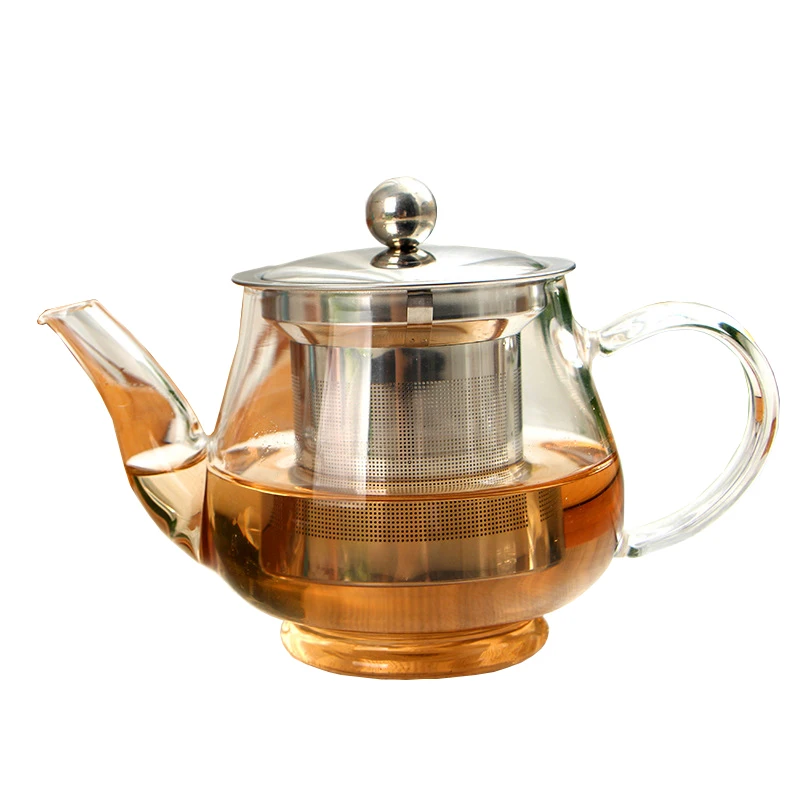 

New Handmade Teapot With Filter Heat Resistant Glass Tea Pot Infuser Stainless Steel Kettle Wholesale Tea Pots Drinkware