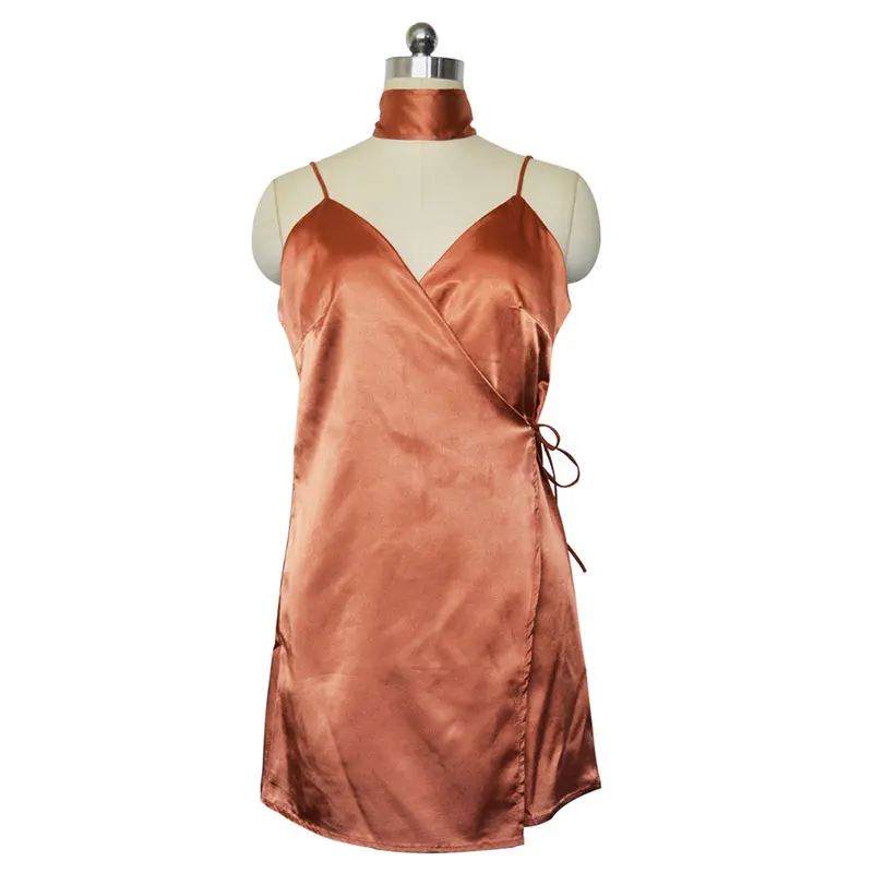 Женские атласные вечерние платья CR бордовое Клубное платье с глубоким v образным