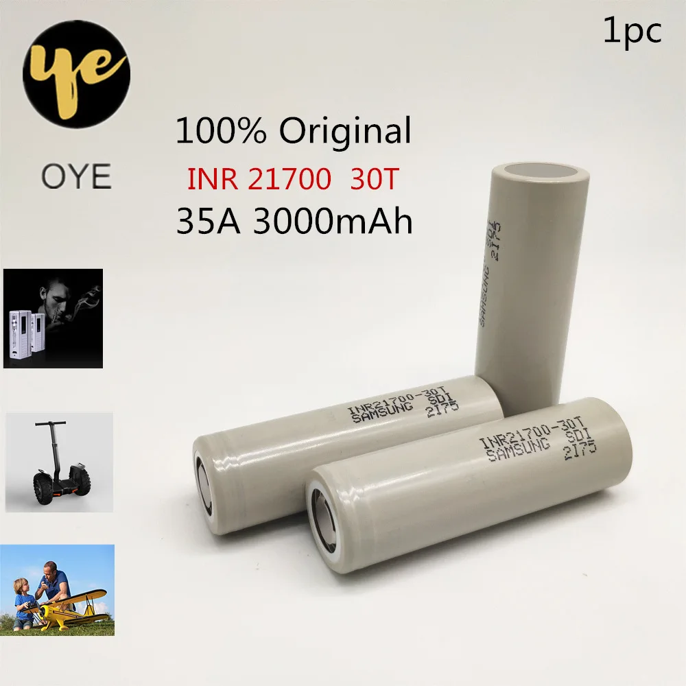 1 шт. для samsung INR21700-30T 30T 21700 3000mah 35A 3,7 V аккумуляторная батарея с плоским верхом PK NCR21700A - Цвет: 3 Pieces