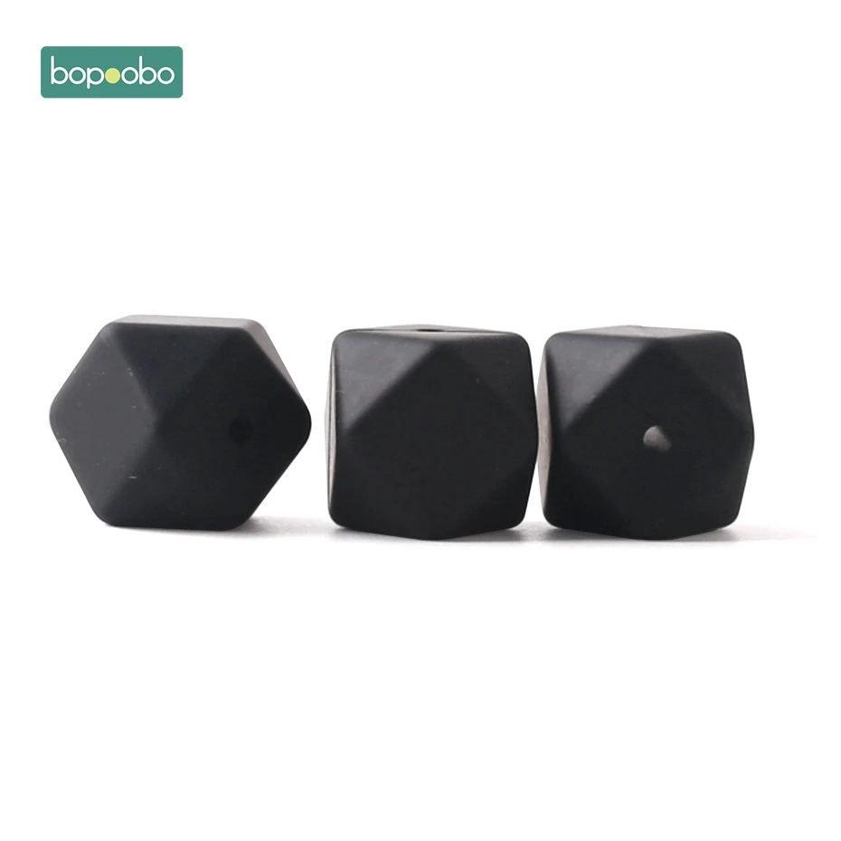 Black Bopoobo 100 шт 17 мм Силиконовые шестигранные шарики силиконовые Детские Прорезыватели силиконовые бусины для ожерелья безопасные игрушки силиконовые крошечные стержни - Цвет: Black