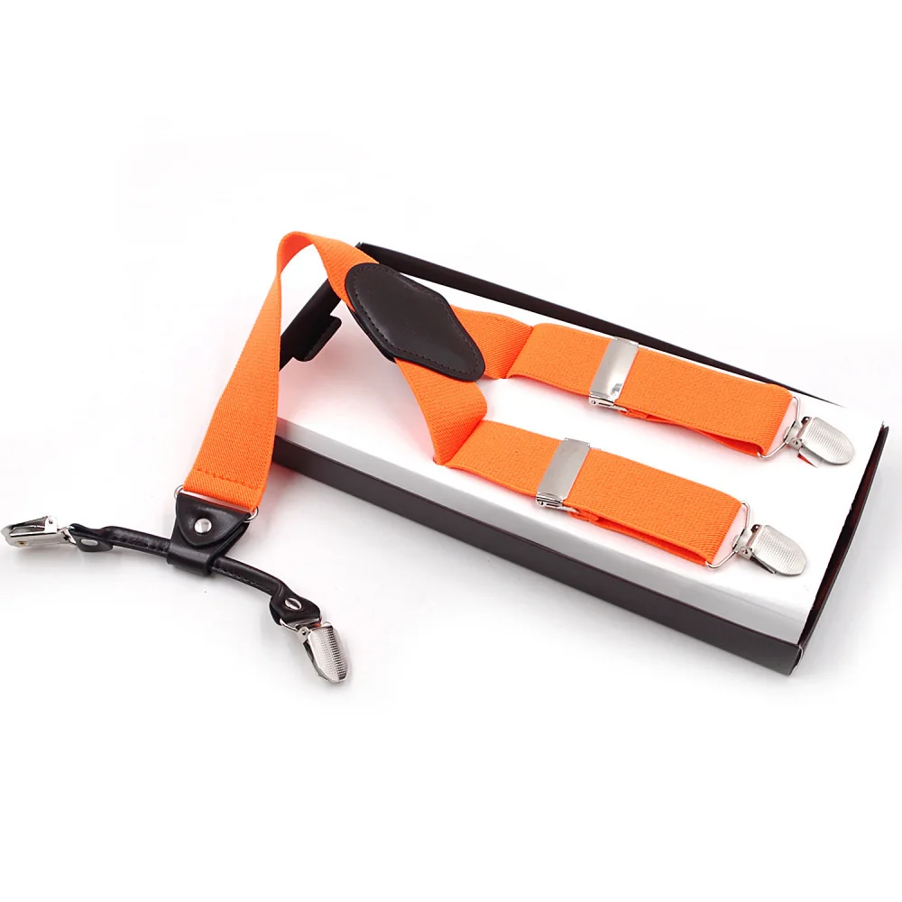 Bright Color Fashion Men's suspenders Wedding Groomsmen 4 Clips braces Elastic Y-Back Adjustable Suspenders | Аксессуары для