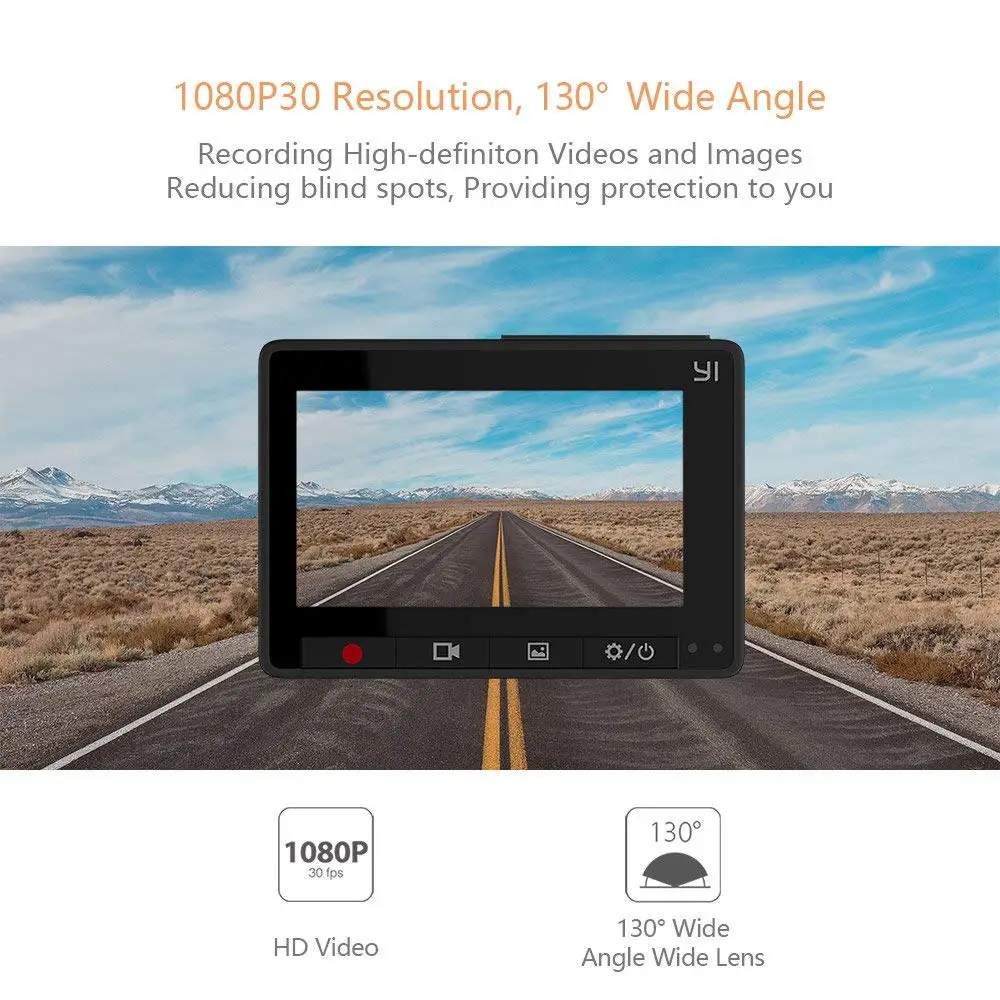 Автомобильный видеорегистратор YI Compact Dash Camera | Разрешение 2.7K Широкий угол обзора