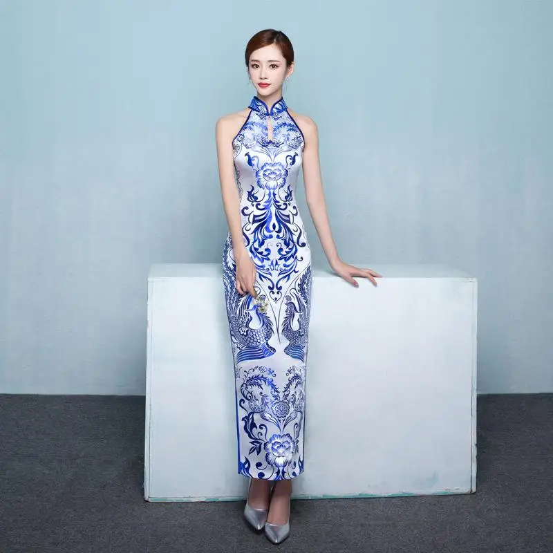 Сексуальные тонкие вечерние платья Cheongsam в винтажном китайском стиле, женское свадебное вечернее платье Qipao, Элегантное Длинное платье без рукавов в стиле ретро Vestidos - Цвет: style - 7