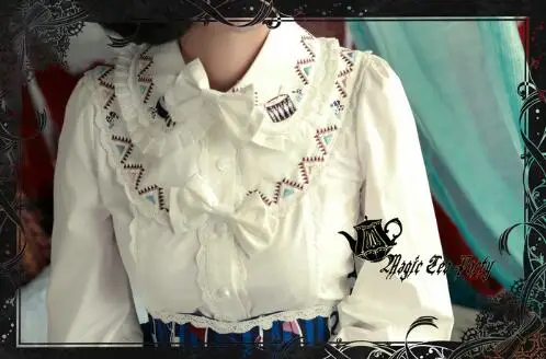 Женская кружевная рубашка с длинным рукавом и вышивкой в стиле цирка для