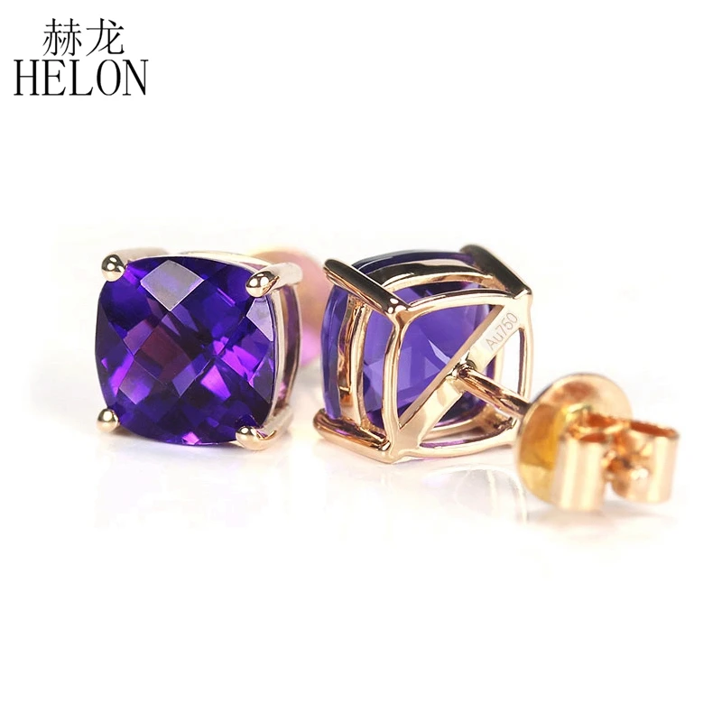 HELON 3 8 ctct натуральная шерсть подушки Cut Аметист твердые 14K покрыто розовым золотом